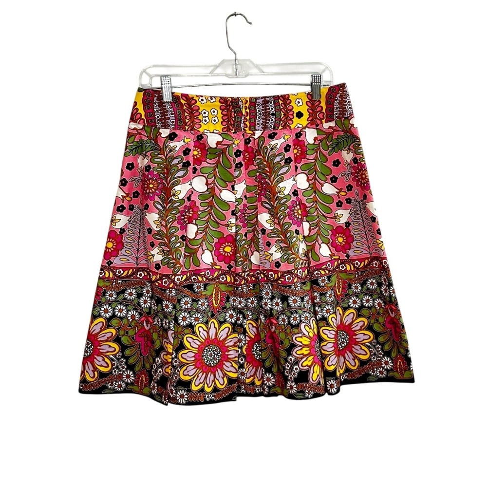CAbi Women's Summer Sz 6 Cotton '70's Floral Pleated Knee-Length Skirt - Picture 3 of 7